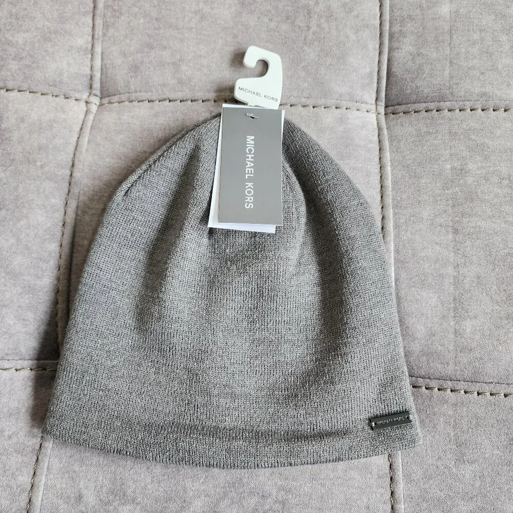 NWT Michael Kors Reversible Gray Beanie Hat Unisex O/S